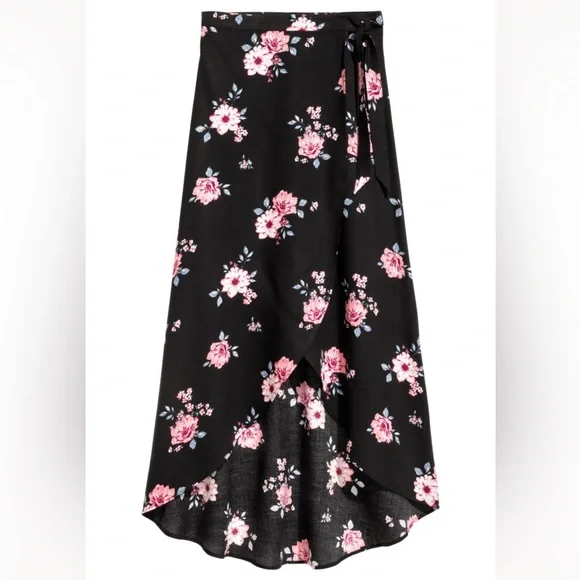 Divided Wrap Front Floral Maxi Skirt - Picture 2 of 7